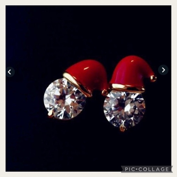 NEW Chic Xmas Red Santa Claus Crystal Post Earrings - Picture 6 of 6